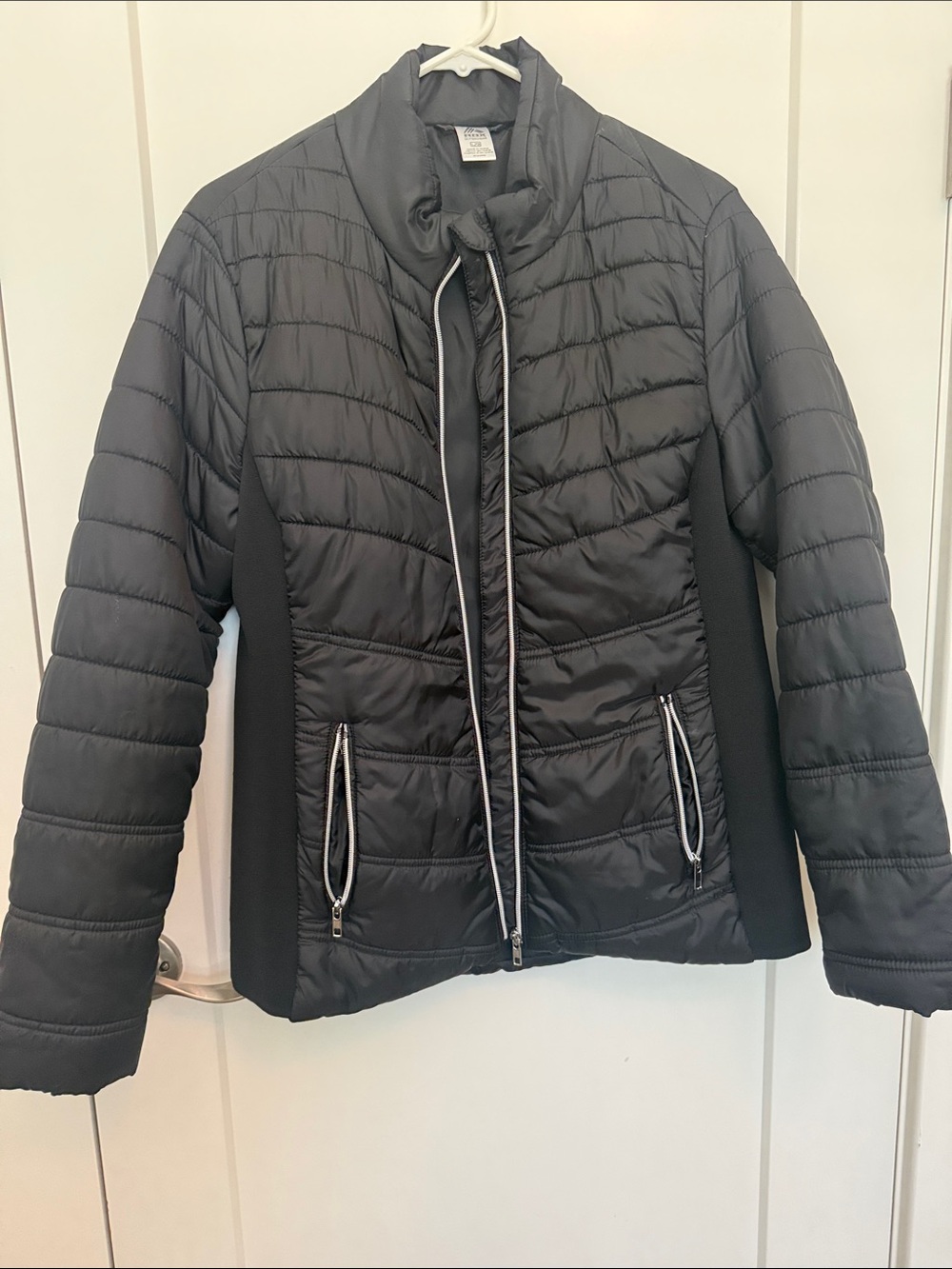 RBX Black Quilted Puffer Jacket with Contrast Side Panels